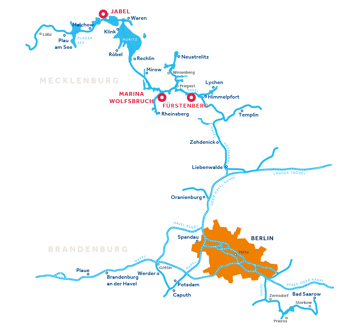 Mecklenburg and Brandenburg regional map