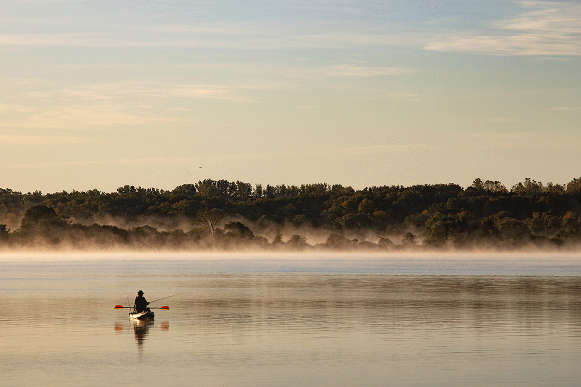 Kayaking and Fishing on a misty morning on the Rideau with Le Boat