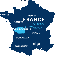 Map showing where Charente boating region is in France